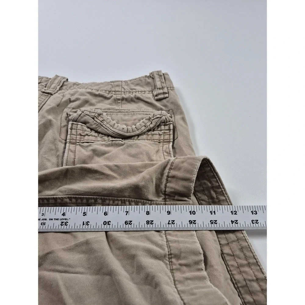 Y2K Hollister Cargo Shorts Mens 31 Beige Cotton Button Fly Pockets Casual